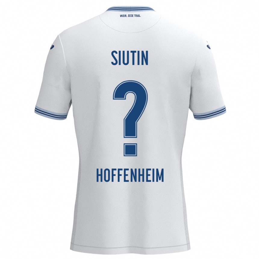 Kinder Fußball Kirill Siutin #0 Weiß Blau Auswärtstrikot Trikot 2024/25 T-Shirt Luxemburg