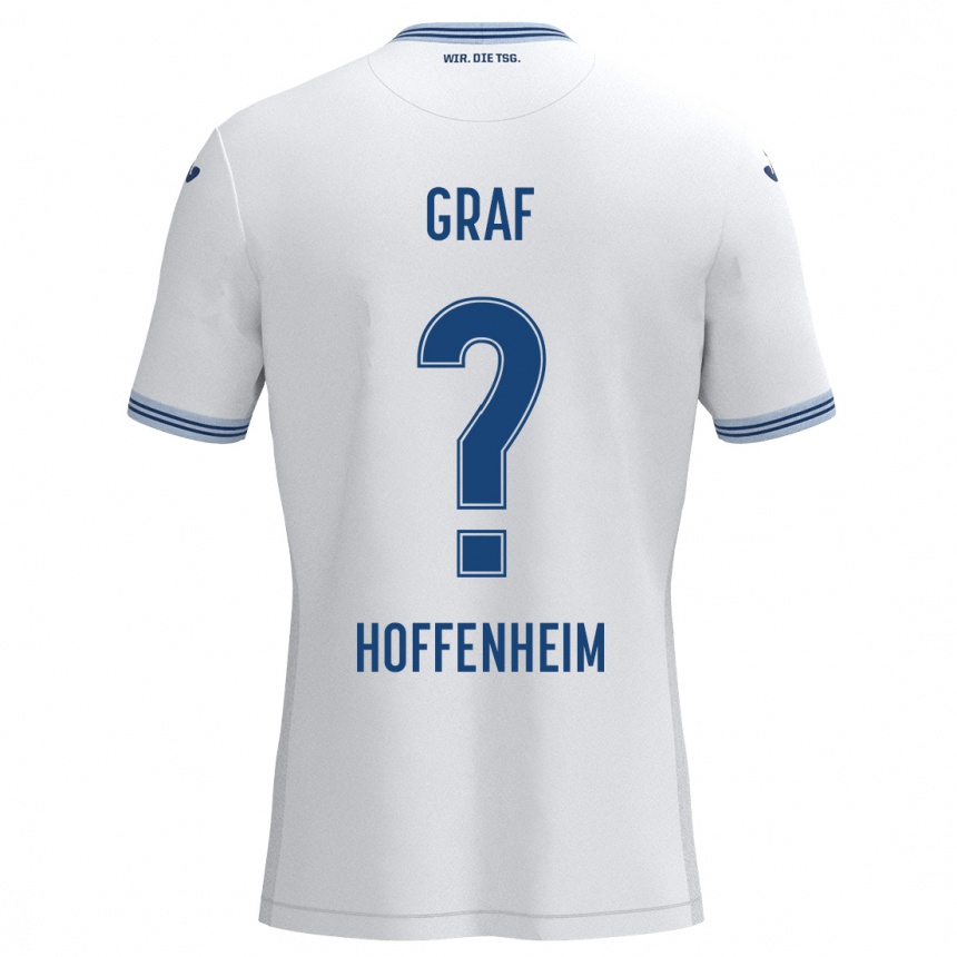 Kinder Fußball Julian Graf #0 Weiß Blau Auswärtstrikot Trikot 2024/25 T-Shirt Luxemburg