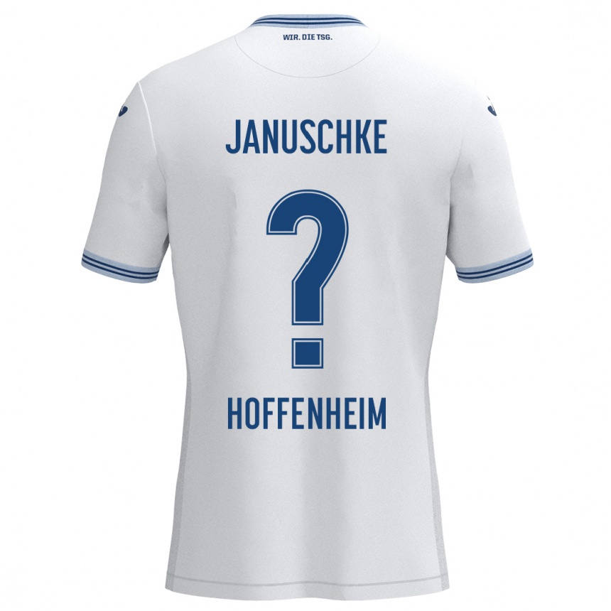 Kinder Fußball Tim Januschke #0 Weiß Blau Auswärtstrikot Trikot 2024/25 T-Shirt Luxemburg