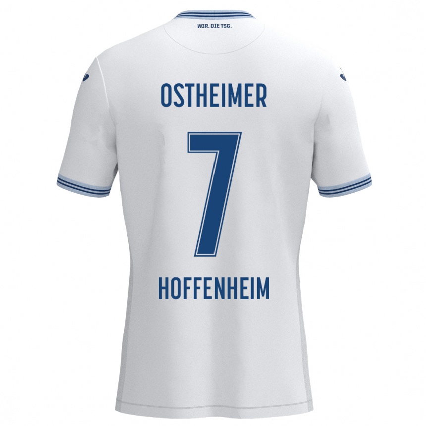 Kinder Fußball Nevio Ostheimer #7 Weiß Blau Auswärtstrikot Trikot 2024/25 T-Shirt Luxemburg