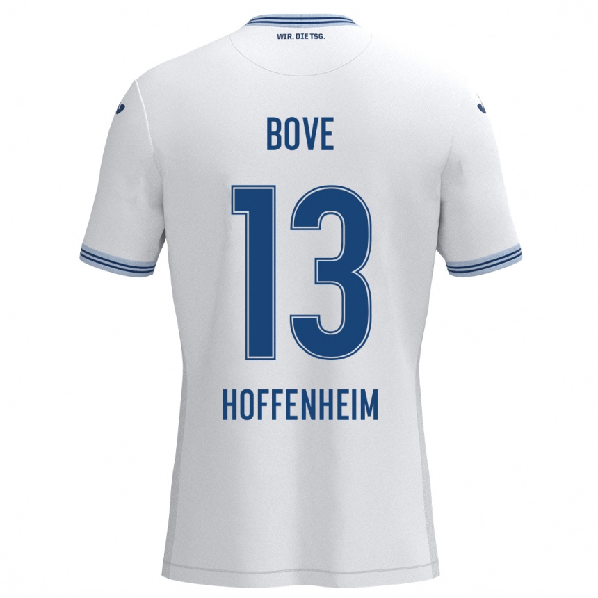 Kinder Fußball Nevio Bove #13 Weiß Blau Auswärtstrikot Trikot 2024/25 T-Shirt Luxemburg