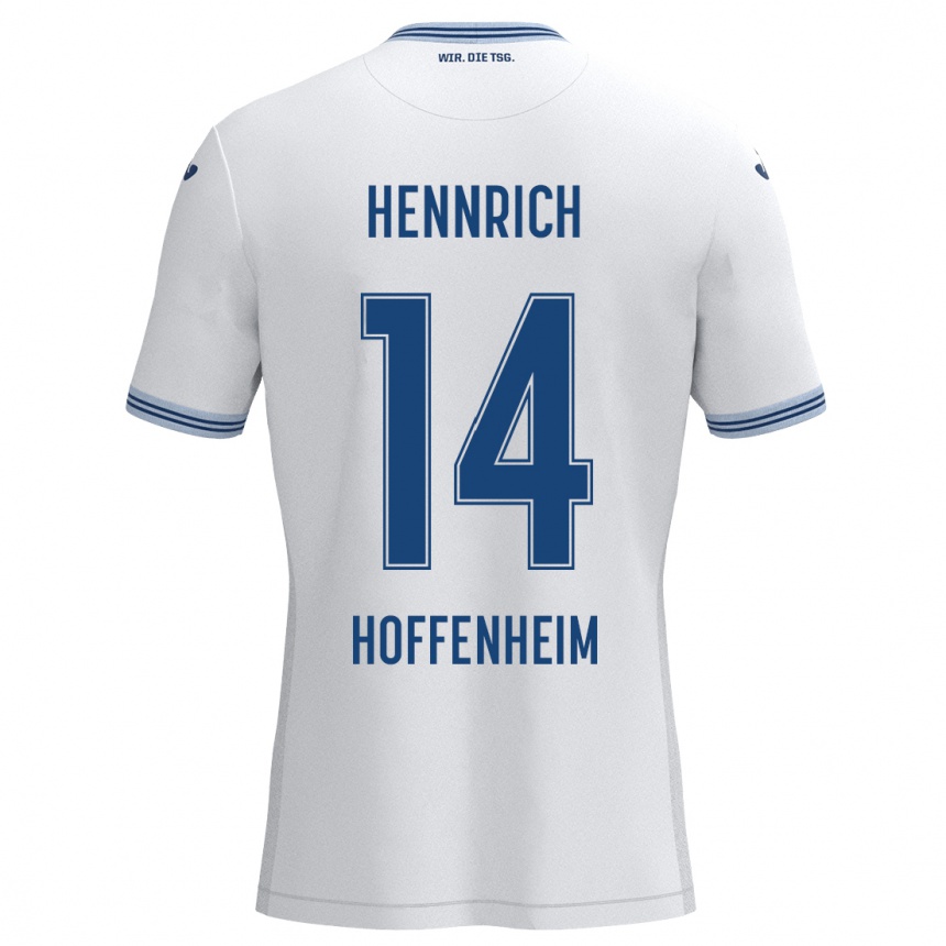 Kinder Fußball Paul Hennrich #14 Weiß Blau Auswärtstrikot Trikot 2024/25 T-Shirt Luxemburg