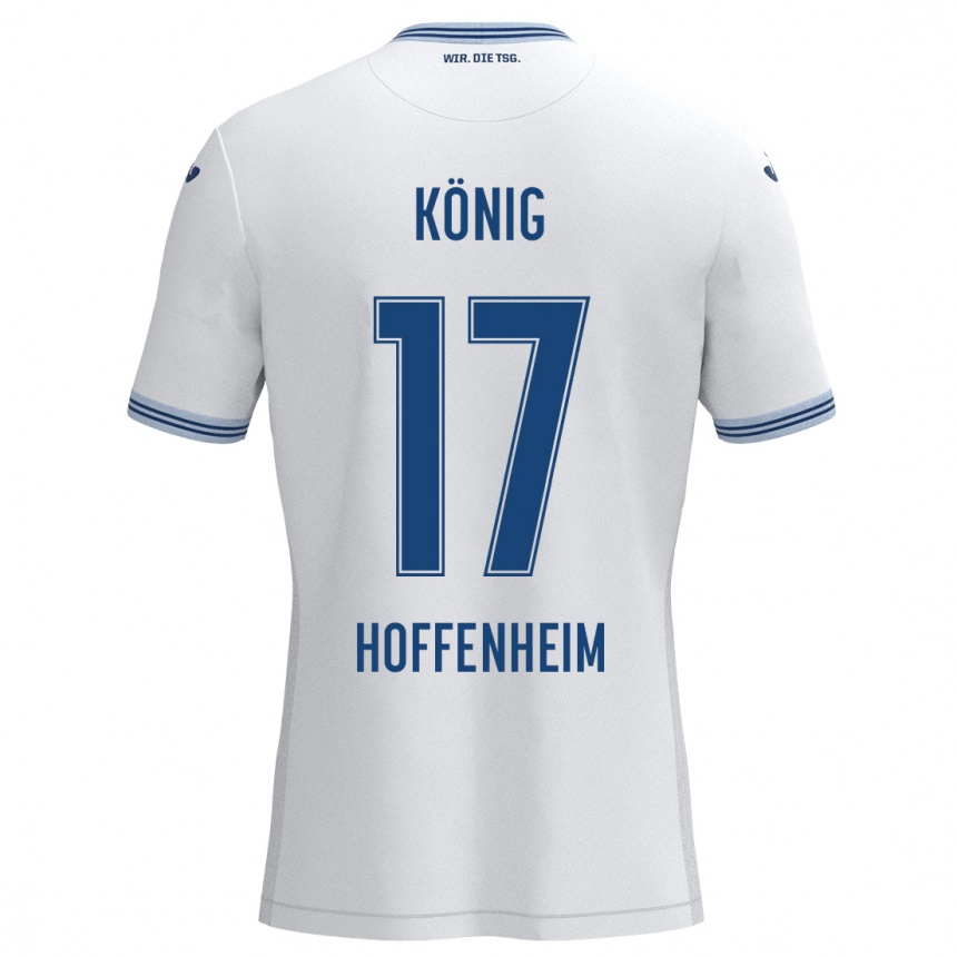 Kinder Fußball Noah König #17 Weiß Blau Auswärtstrikot Trikot 2024/25 T-Shirt Luxemburg