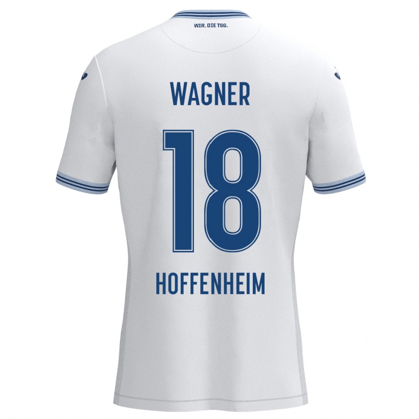 Kinder Fußball Ricardo Wagner #18 Weiß Blau Auswärtstrikot Trikot 2024/25 T-Shirt Luxemburg