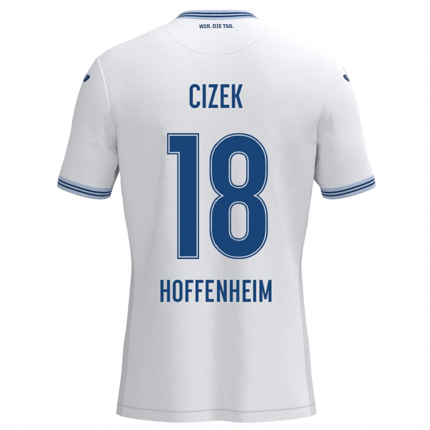 Kinder Fußball Krystof Cizek #18 Weiß Blau Auswärtstrikot Trikot 2024/25 T-Shirt Luxemburg