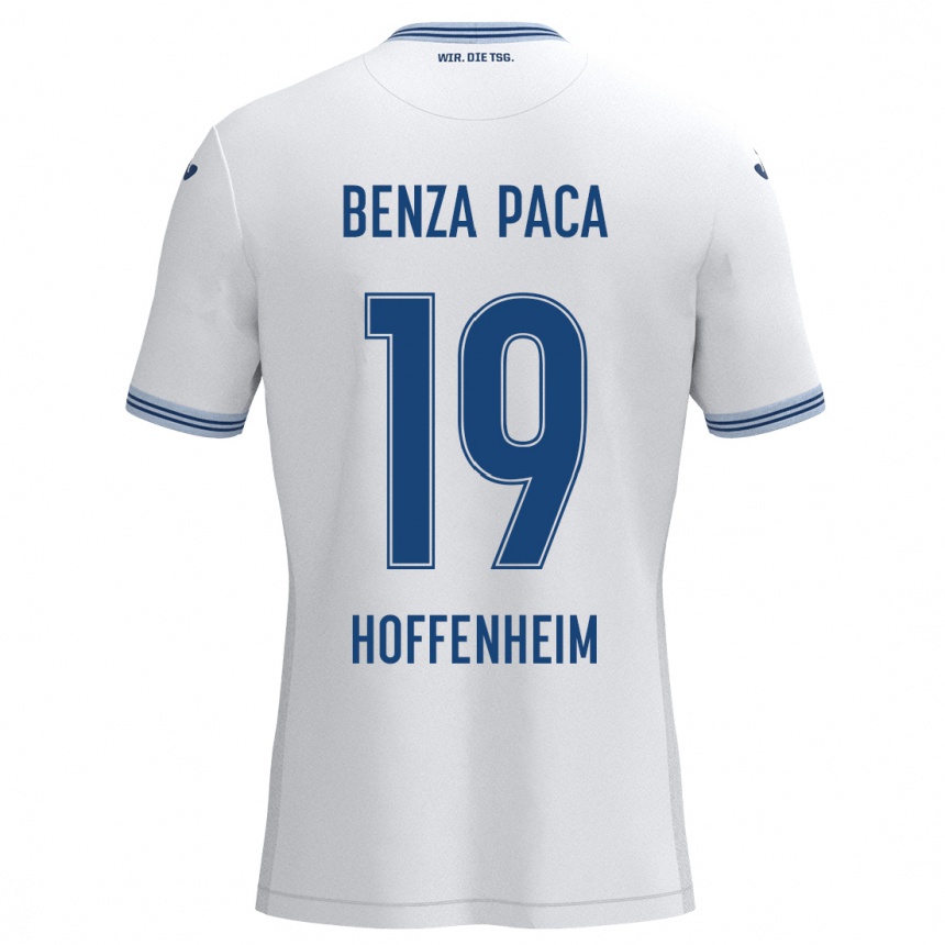 Kinder Fußball Lynes Benza Paca #19 Weiß Blau Auswärtstrikot Trikot 2024/25 T-Shirt Luxemburg