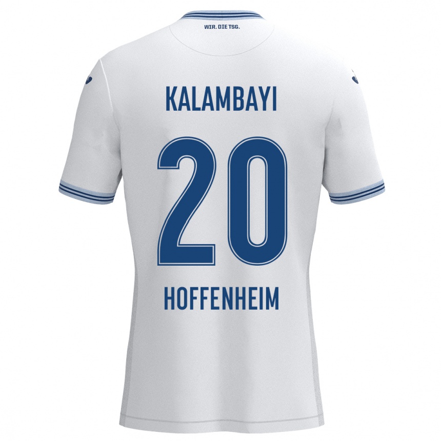 Kinder Fußball Simon Kalambayi #20 Weiß Blau Auswärtstrikot Trikot 2024/25 T-Shirt Luxemburg