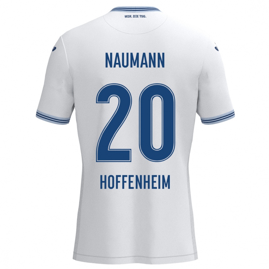 Kinder Fußball Maxim Naumann #20 Weiß Blau Auswärtstrikot Trikot 2024/25 T-Shirt Luxemburg