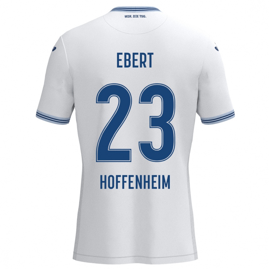 Kinder Fußball Darijo Ebert #23 Weiß Blau Auswärtstrikot Trikot 2024/25 T-Shirt Luxemburg