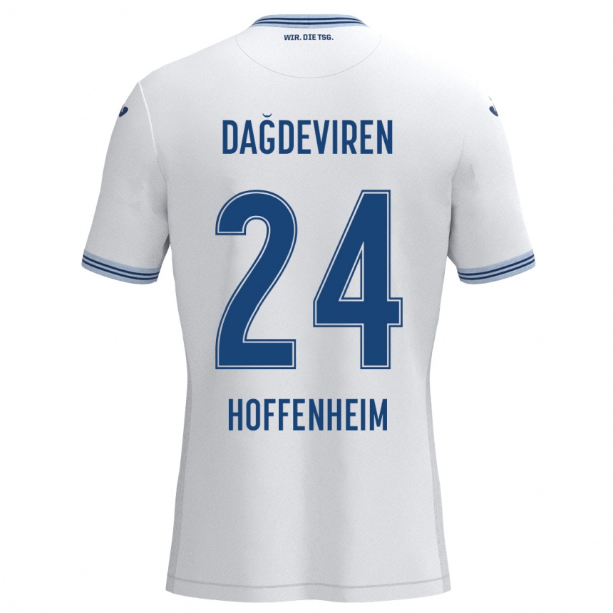 Kinder Fußball Diren Dağdeviren #24 Weiß Blau Auswärtstrikot Trikot 2024/25 T-Shirt Luxemburg