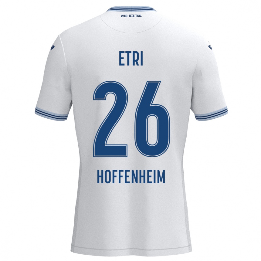 Kinder Fußball Ahmed Etri #26 Weiß Blau Auswärtstrikot Trikot 2024/25 T-Shirt Luxemburg