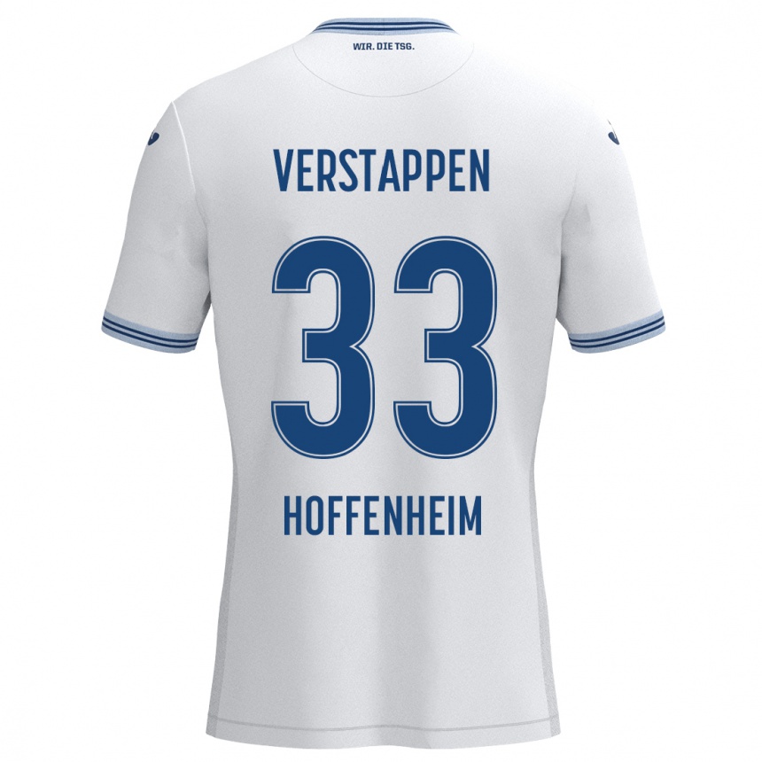 Kinder Fußball Eric Verstappen #33 Weiß Blau Auswärtstrikot Trikot 2024/25 T-Shirt Luxemburg