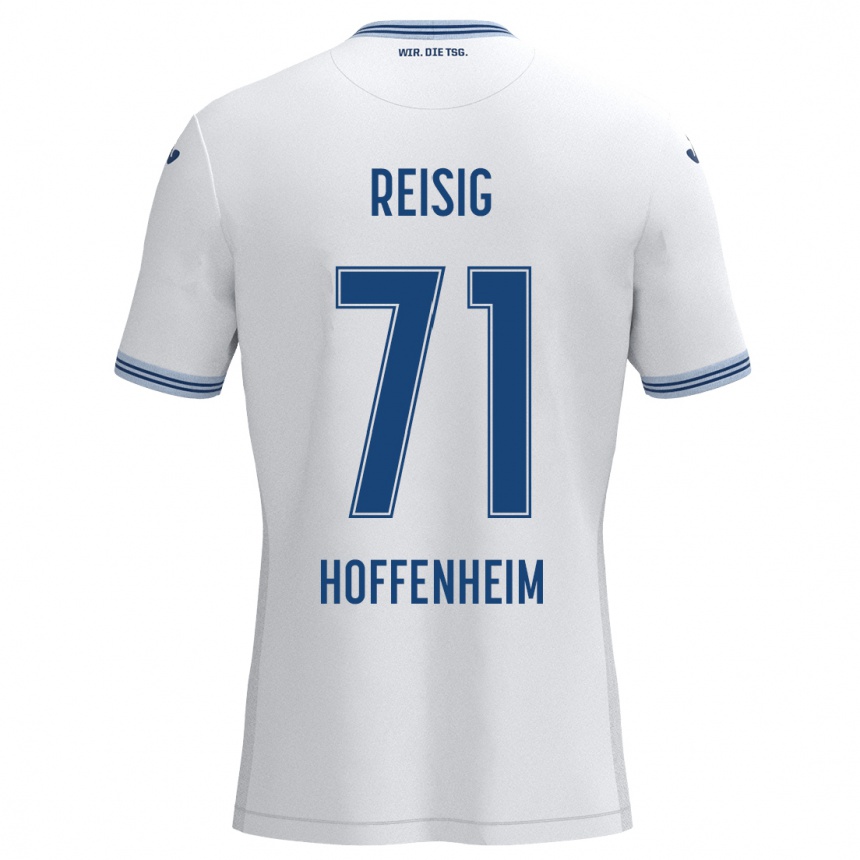 Kinder Fußball Ruben Reisig #71 Weiß Blau Auswärtstrikot Trikot 2024/25 T-Shirt Luxemburg