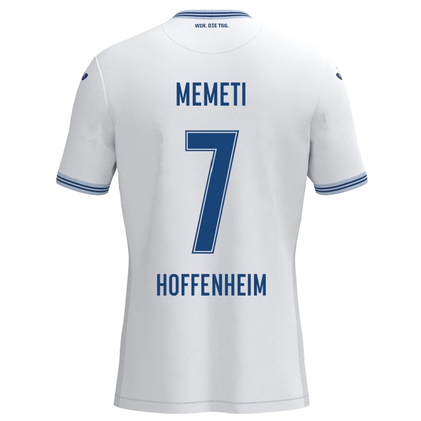 Kinder Fußball Erëleta Memeti #7 Weiß Blau Auswärtstrikot Trikot 2024/25 T-Shirt Luxemburg