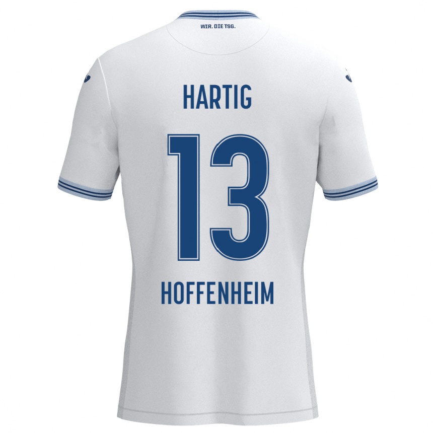 Kinder Fußball Isabella Hartig #13 Weiß Blau Auswärtstrikot Trikot 2024/25 T-Shirt Luxemburg