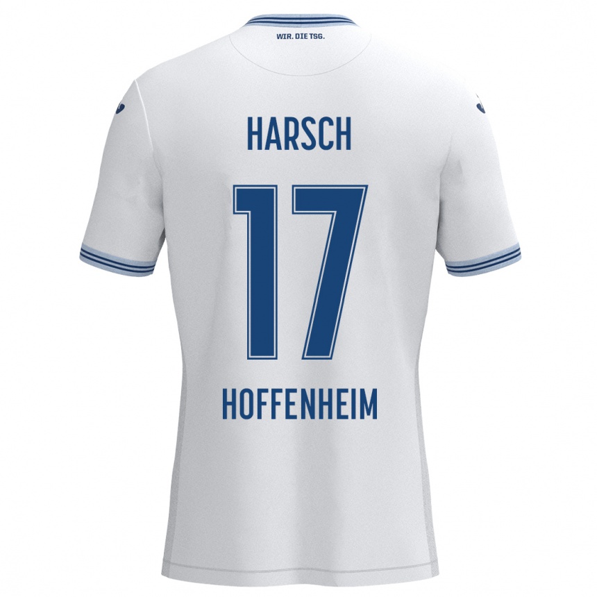 Kinder Fußball Franziska Harsch #17 Weiß Blau Auswärtstrikot Trikot 2024/25 T-Shirt Luxemburg