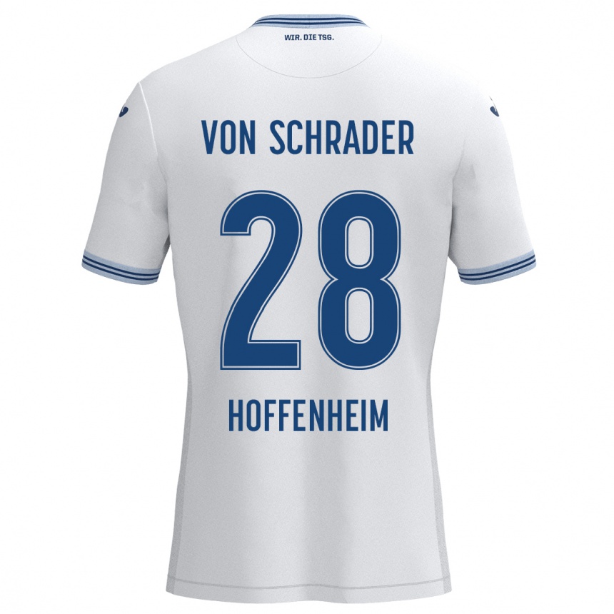 Kinder Fußball Lina Von Schrader #28 Weiß Blau Auswärtstrikot Trikot 2024/25 T-Shirt Luxemburg