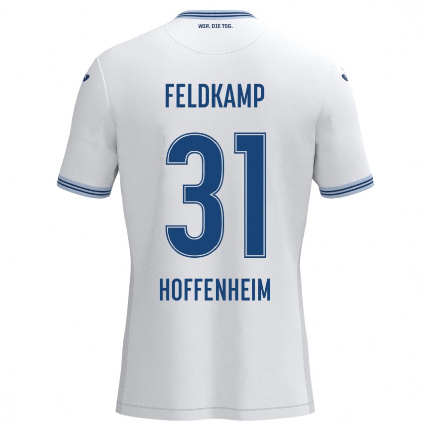 Kinder Fußball Jana Feldkamp #31 Weiß Blau Auswärtstrikot Trikot 2024/25 T-Shirt Luxemburg