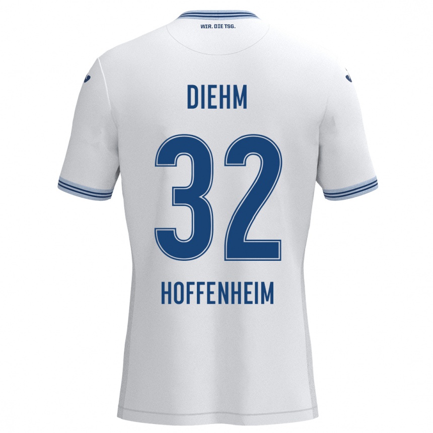 Kinder Fußball Vanessa Diehm #32 Weiß Blau Auswärtstrikot Trikot 2024/25 T-Shirt Luxemburg