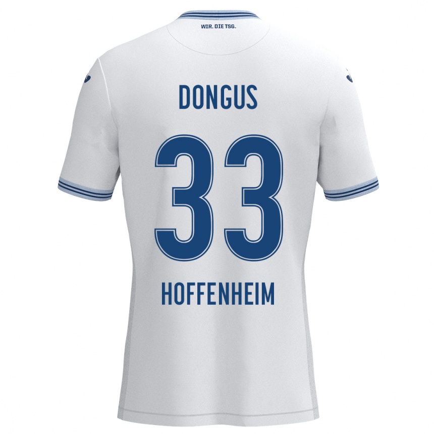 Kinder Fußball Fabienne Dongus #33 Weiß Blau Auswärtstrikot Trikot 2024/25 T-Shirt Luxemburg