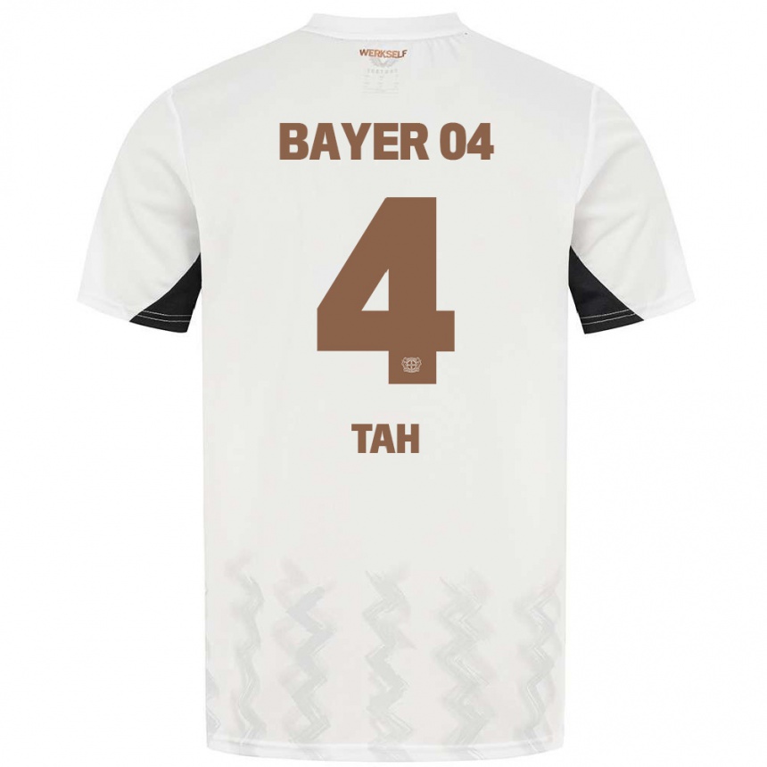 Kinder Fußball Jonathan Tah #4 Weiß Schwarz Auswärtstrikot Trikot 2024/25 T-Shirt Luxemburg