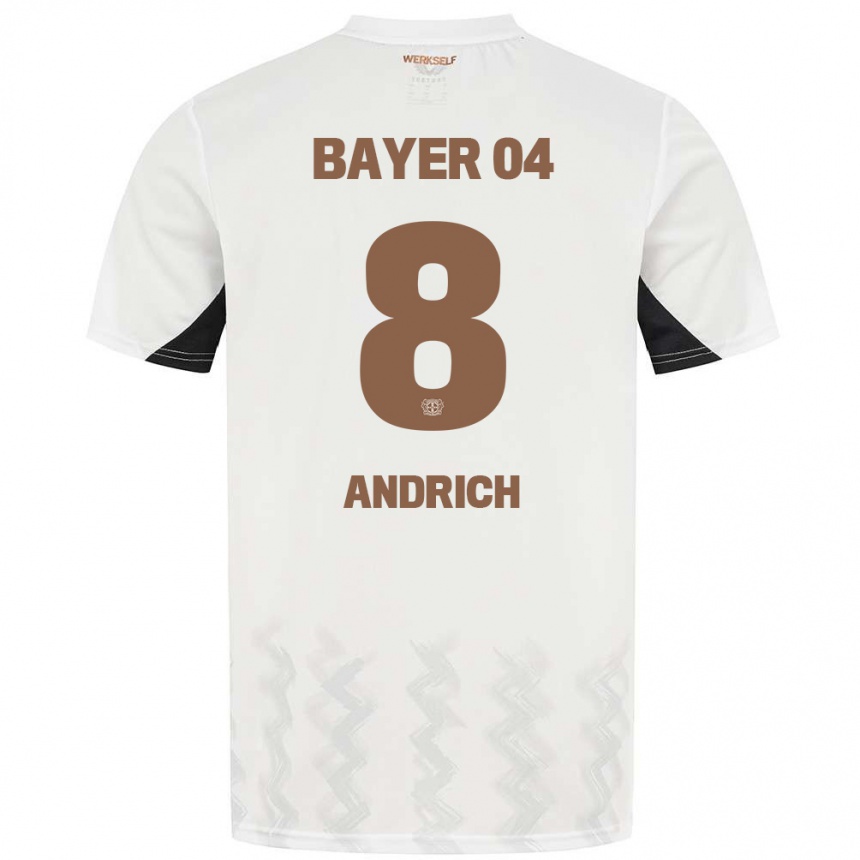 Kinder Fußball Robert Andrich #8 Weiß Schwarz Auswärtstrikot Trikot 2024/25 T-Shirt Luxemburg