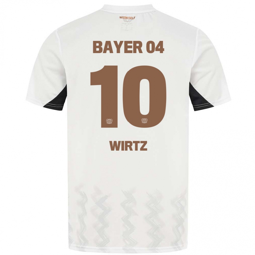 Kinder Fußball Florian Wirtz #10 Weiß Schwarz Auswärtstrikot Trikot 2024/25 T-Shirt Luxemburg