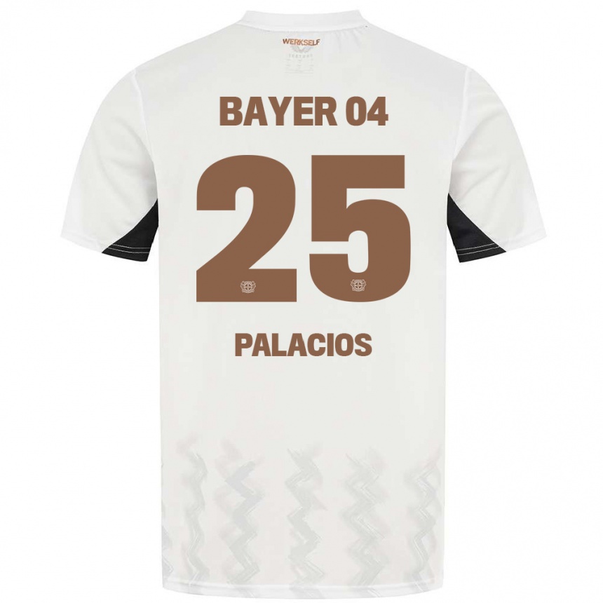 Kinder Fußball Exequiel Palacios #25 Weiß Schwarz Auswärtstrikot Trikot 2024/25 T-Shirt Luxemburg