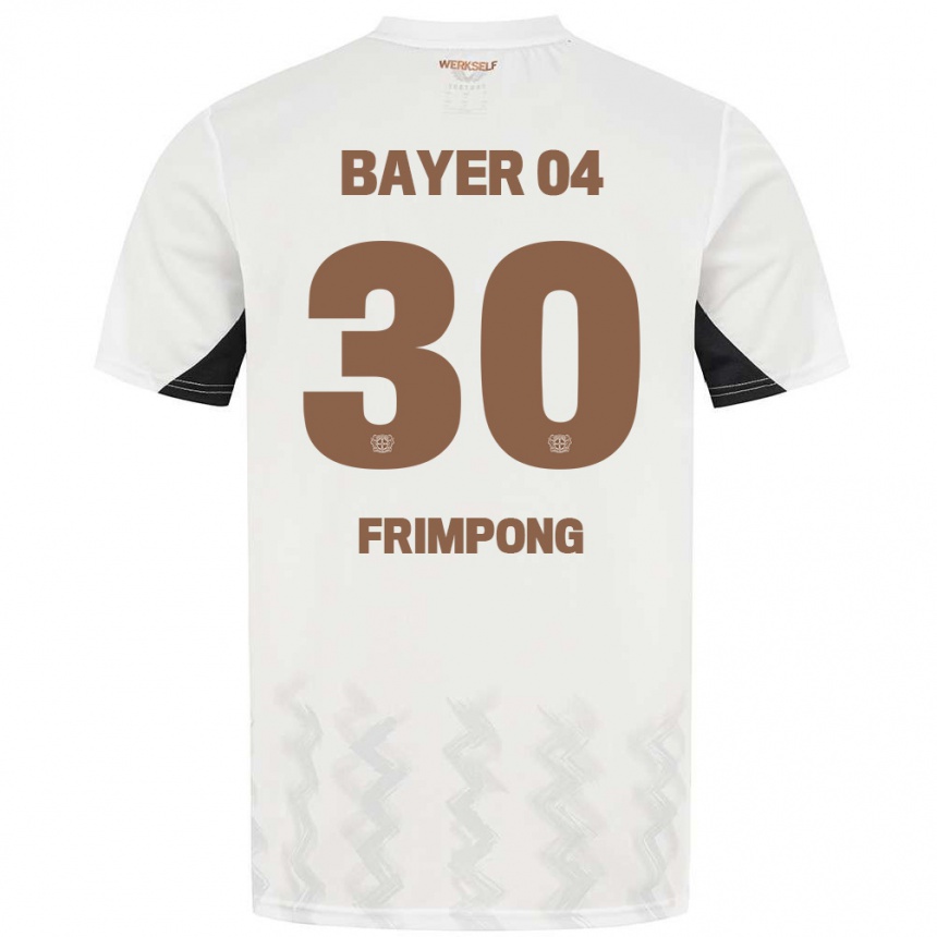 Kinder Fußball Jeremie Frimpong #30 Weiß Schwarz Auswärtstrikot Trikot 2024/25 T-Shirt Luxemburg