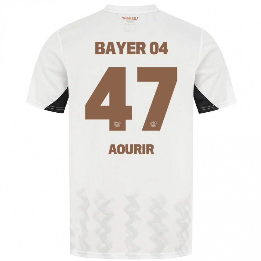 Kinder Fußball Ayman Aourir #47 Weiß Schwarz Auswärtstrikot Trikot 2024/25 T-Shirt Luxemburg