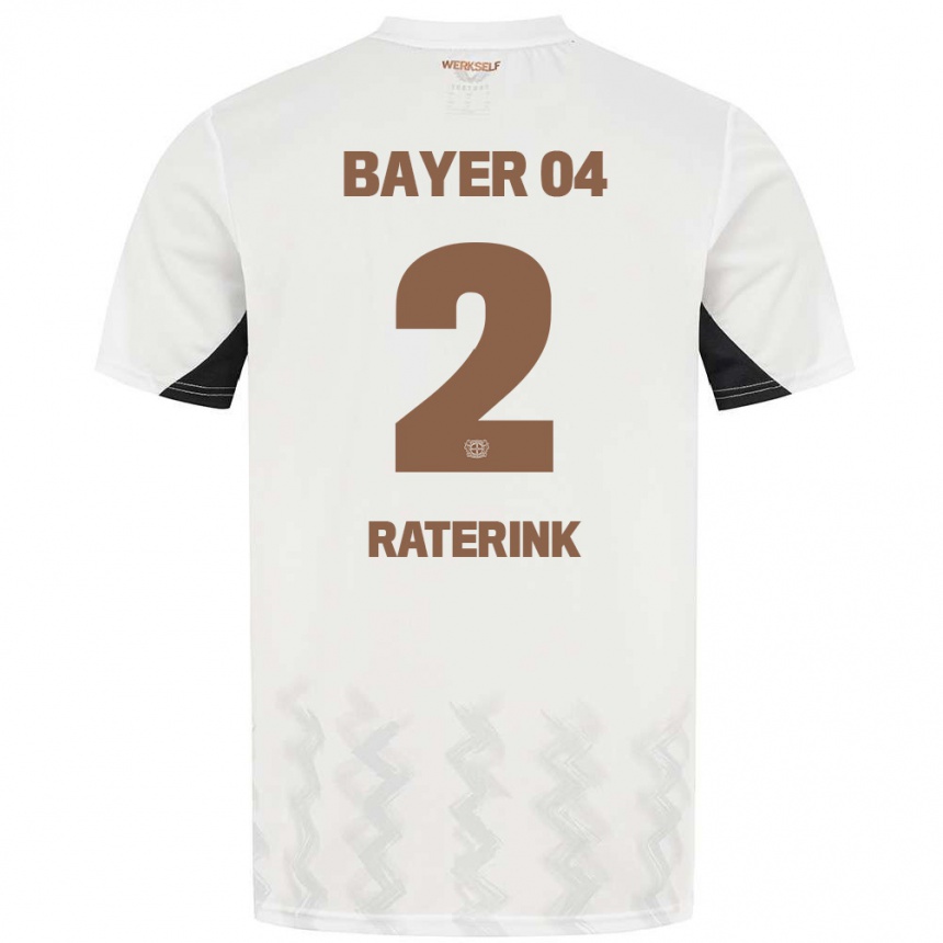 Kinder Fußball Othniël Raterink #2 Weiß Schwarz Auswärtstrikot Trikot 2024/25 T-Shirt Luxemburg