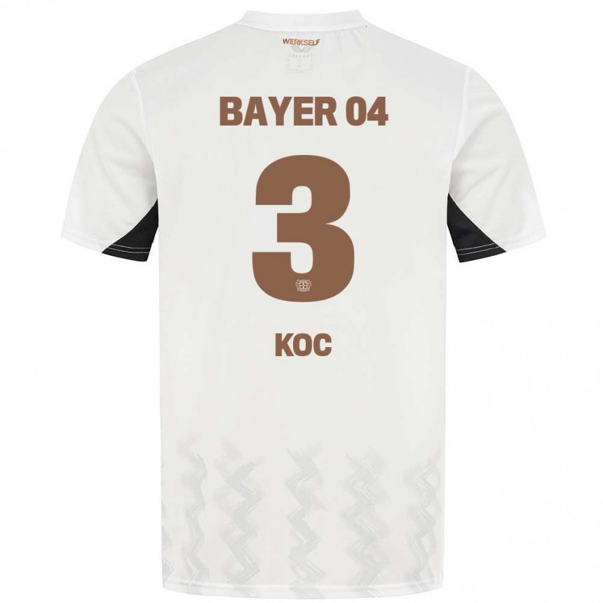 Kinder Fußball Halil Koc #3 Weiß Schwarz Auswärtstrikot Trikot 2024/25 T-Shirt Luxemburg