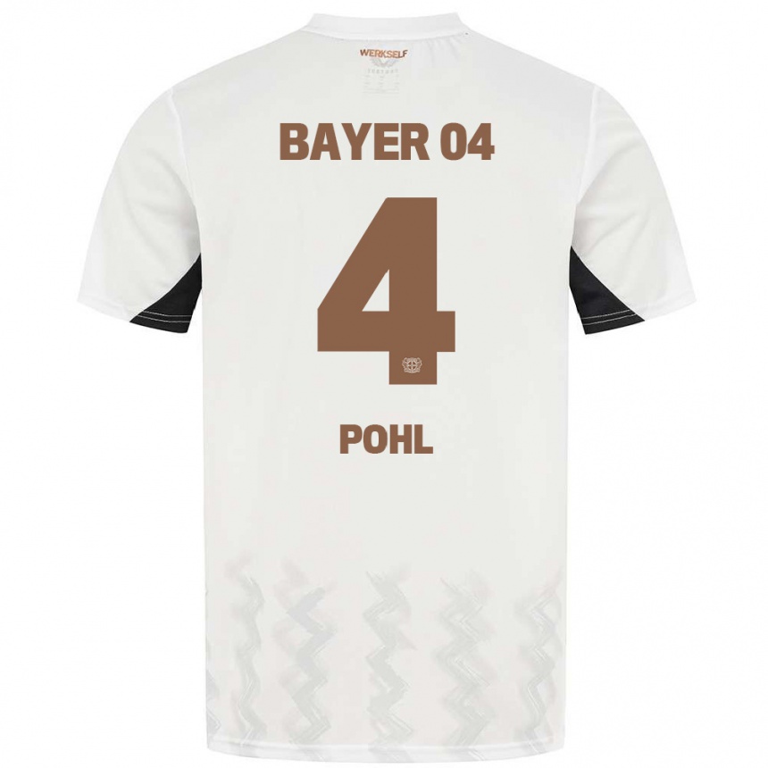 Kinder Fußball Ferdinand Pohl #4 Weiß Schwarz Auswärtstrikot Trikot 2024/25 T-Shirt Luxemburg