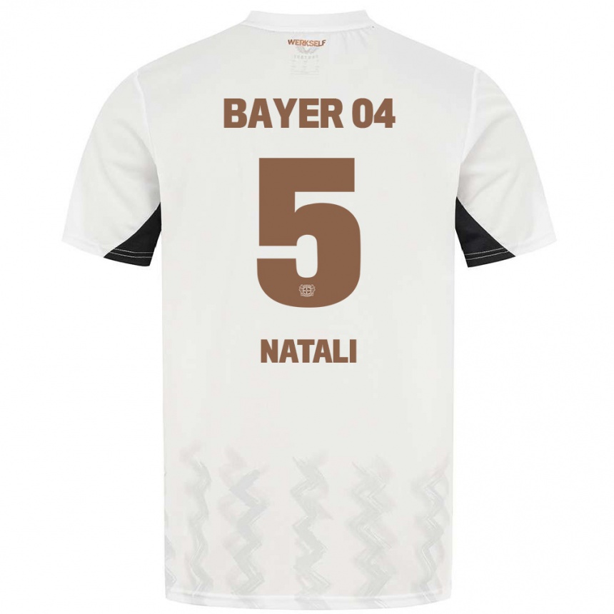 Kinder Fußball Andrea Natali #5 Weiß Schwarz Auswärtstrikot Trikot 2024/25 T-Shirt Luxemburg