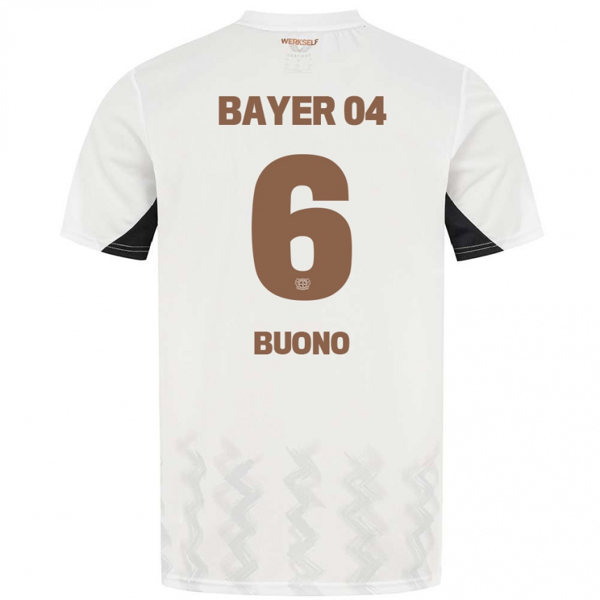 Kinder Fußball Francesco Buono #6 Weiß Schwarz Auswärtstrikot Trikot 2024/25 T-Shirt Luxemburg