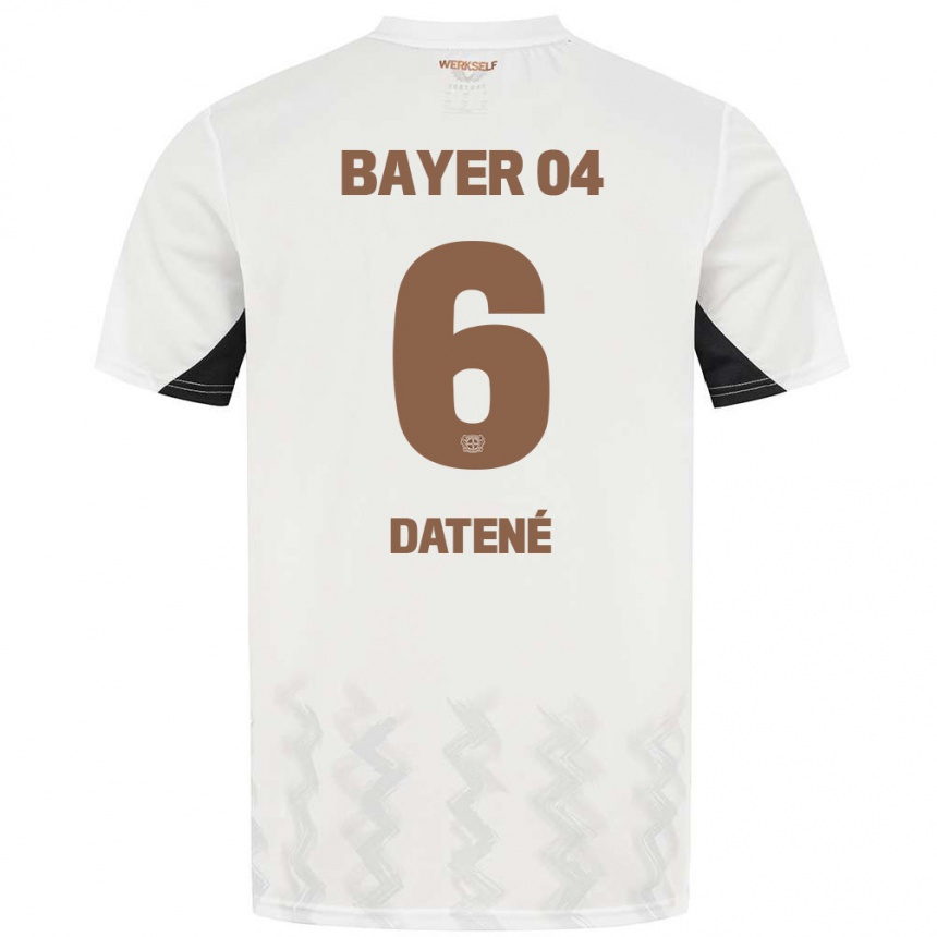 Kinder Fußball Elia Datené #6 Weiß Schwarz Auswärtstrikot Trikot 2024/25 T-Shirt Luxemburg