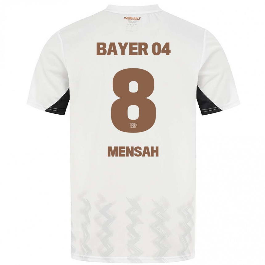 Kinder Fußball Naba Mensah #8 Weiß Schwarz Auswärtstrikot Trikot 2024/25 T-Shirt Luxemburg