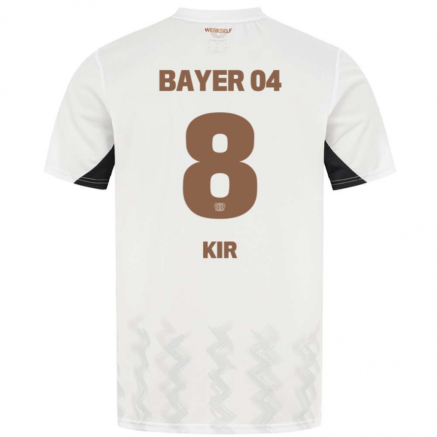 Kinder Fußball Burak Kir #8 Weiß Schwarz Auswärtstrikot Trikot 2024/25 T-Shirt Luxemburg