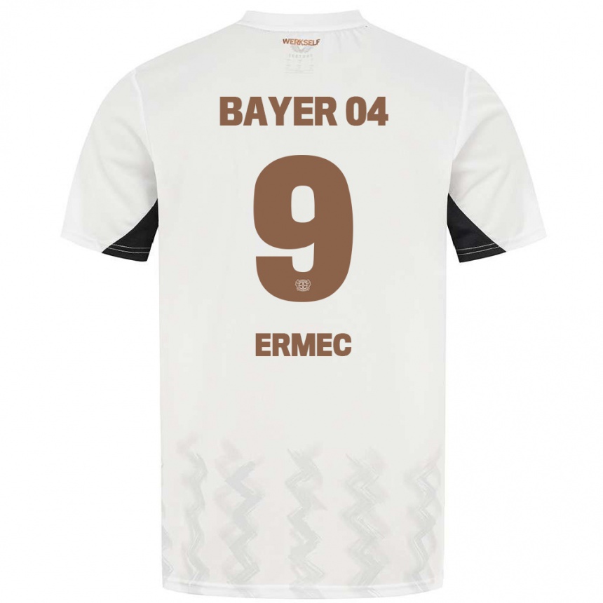 Kinder Fußball Berkan Ermec #9 Weiß Schwarz Auswärtstrikot Trikot 2024/25 T-Shirt Luxemburg