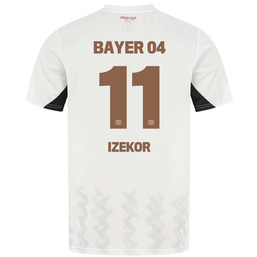 Kinder Fußball Ken Izekor #11 Weiß Schwarz Auswärtstrikot Trikot 2024/25 T-Shirt Luxemburg