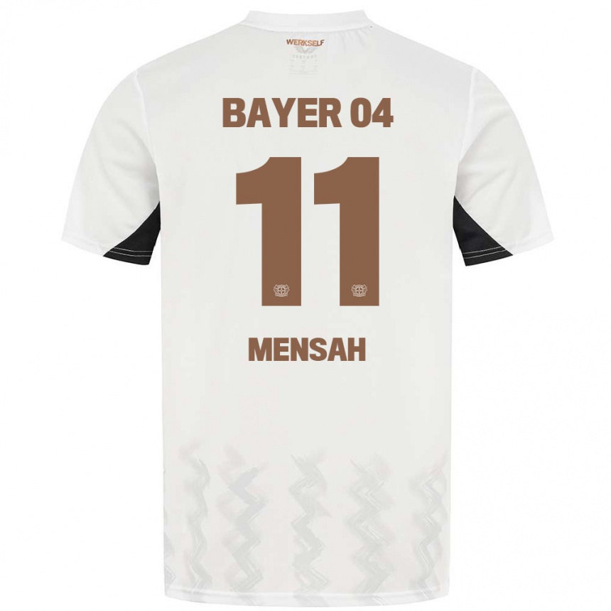 Kinder Fußball Jeremiah Mensah #11 Weiß Schwarz Auswärtstrikot Trikot 2024/25 T-Shirt Luxemburg