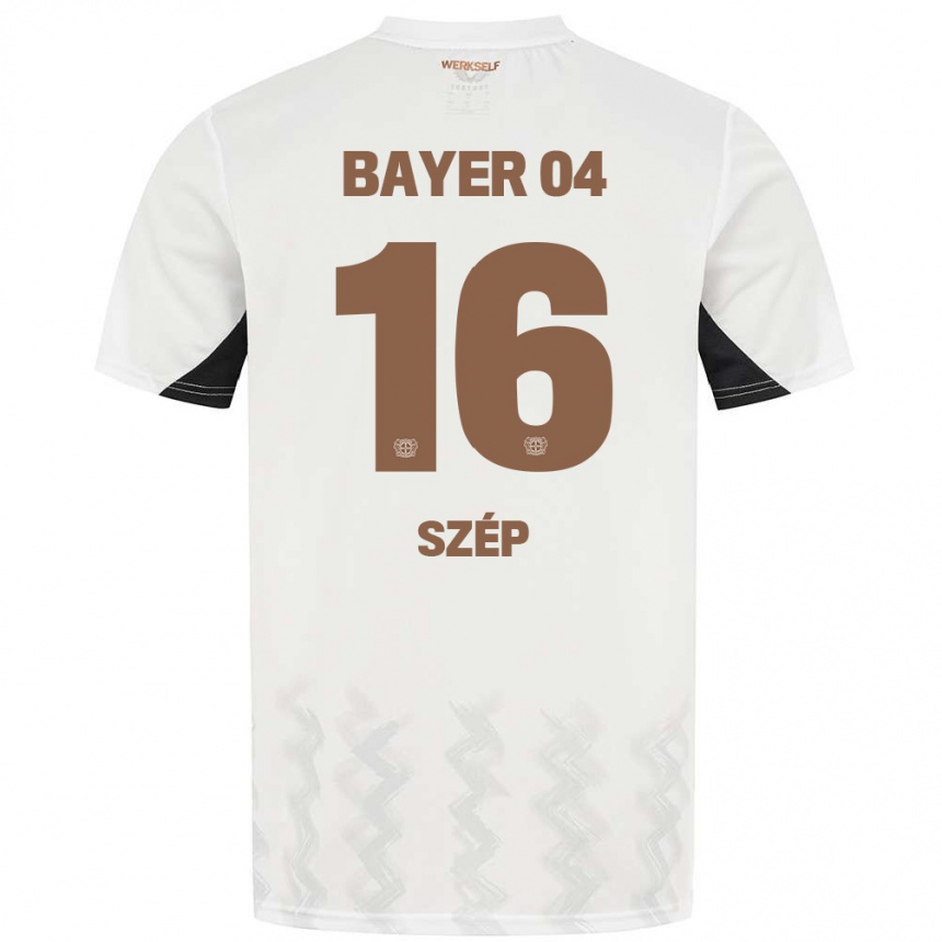 Kinder Fußball Márton Szép #16 Weiß Schwarz Auswärtstrikot Trikot 2024/25 T-Shirt Luxemburg