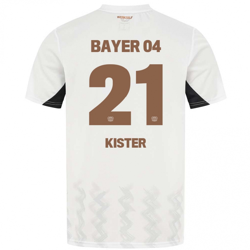 Kinder Fußball Akim Kister #21 Weiß Schwarz Auswärtstrikot Trikot 2024/25 T-Shirt Luxemburg