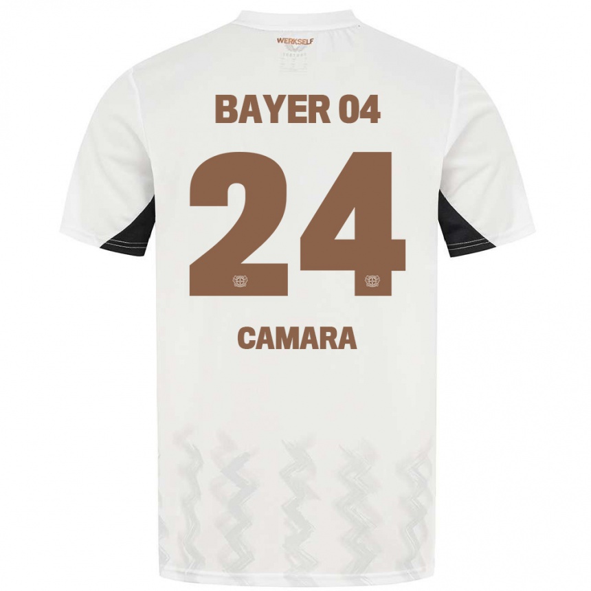 Kinder Fußball Nourdine Camara #24 Weiß Schwarz Auswärtstrikot Trikot 2024/25 T-Shirt Luxemburg