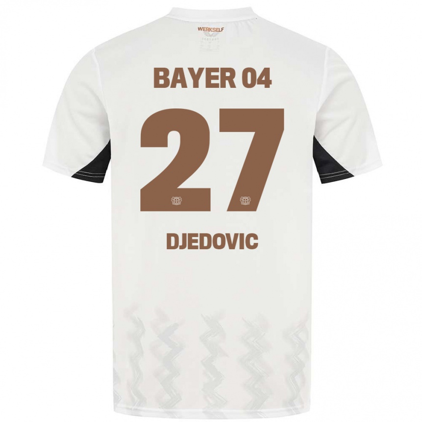 Kinder Fußball Seldin Djedovic #27 Weiß Schwarz Auswärtstrikot Trikot 2024/25 T-Shirt Luxemburg