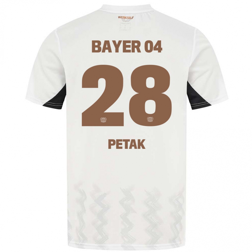 Kinder Fußball Raoul Petak #28 Weiß Schwarz Auswärtstrikot Trikot 2024/25 T-Shirt Luxemburg