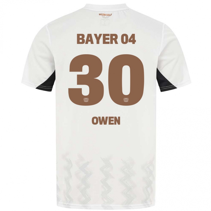 Kinder Fußball Emmanuel Owen #30 Weiß Schwarz Auswärtstrikot Trikot 2024/25 T-Shirt Luxemburg