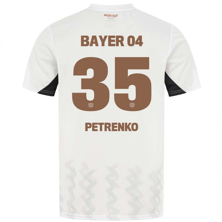 Kinder Fußball Oleksandr Petrenko #35 Weiß Schwarz Auswärtstrikot Trikot 2024/25 T-Shirt Luxemburg