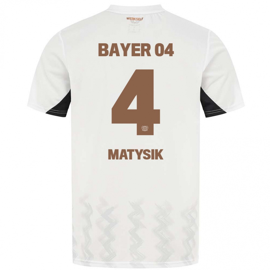 Kinder Fußball Sylwia Matysik #4 Weiß Schwarz Auswärtstrikot Trikot 2024/25 T-Shirt Luxemburg