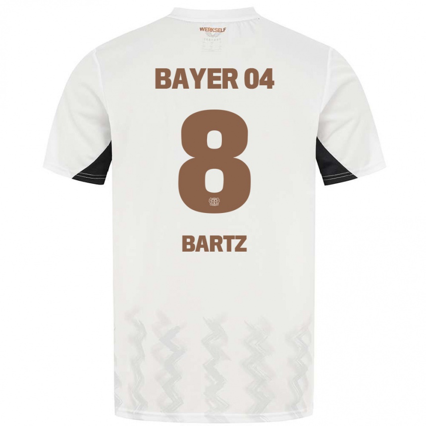 Kinder Fußball Paulina Bartz #8 Weiß Schwarz Auswärtstrikot Trikot 2024/25 T-Shirt Luxemburg